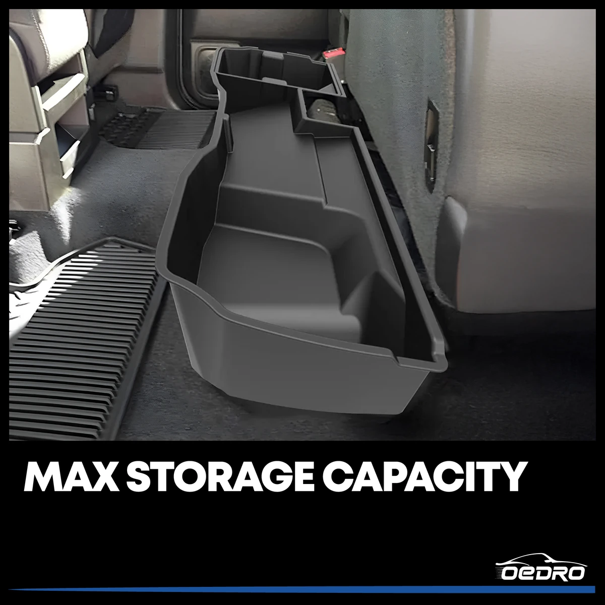 OEDRO rear under-seat organizer installed in a pickup cab