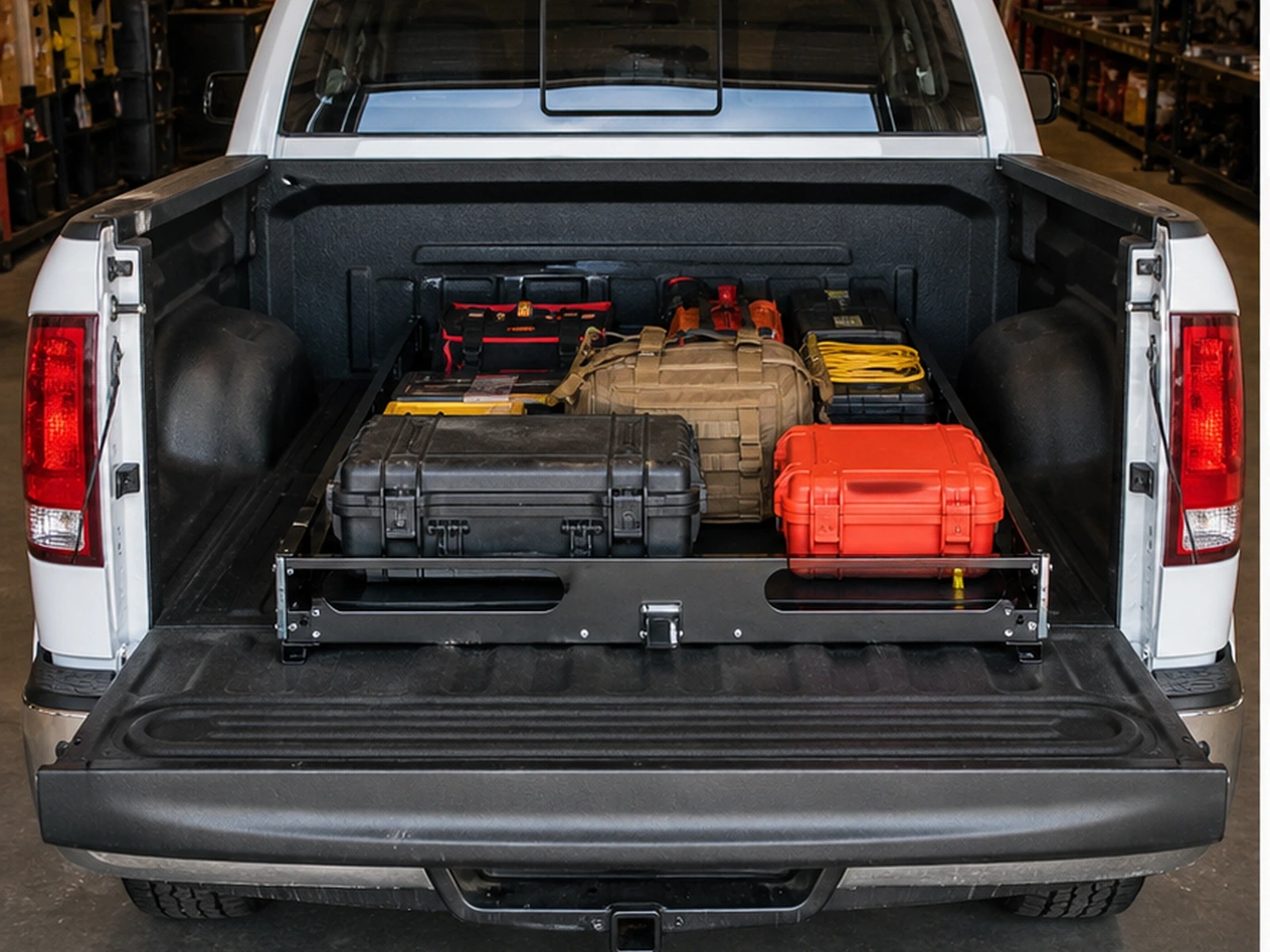 CargoGlide CG1000 Sliding Truck-Bed Tray Review: installed-use view