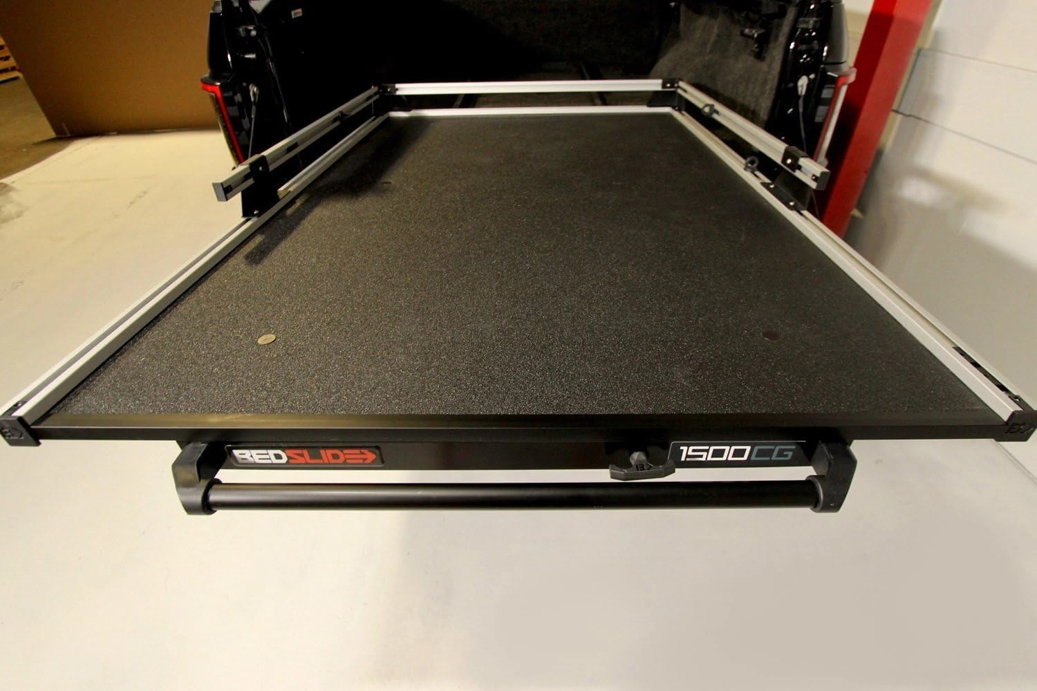 Bedslide 1500 Contractor 75 x 48 Sliding Truck-Bed Organizer: installed-use view