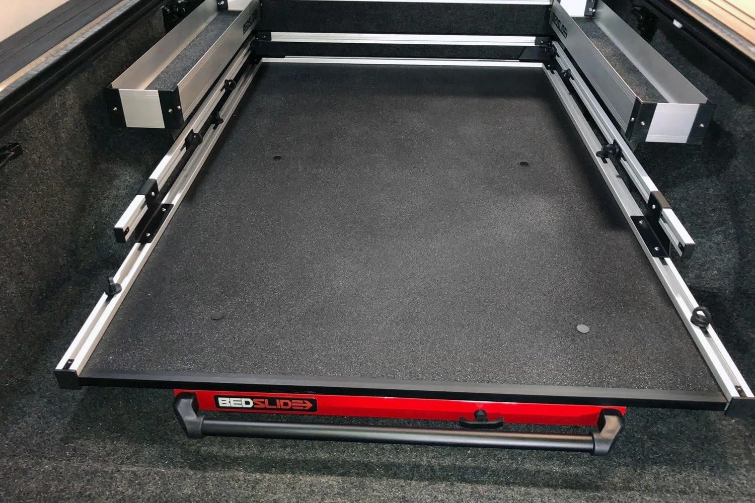 Bedslide 1500 Contractor 78 x 48 Sliding Truck-Bed Organizer: installed-use view