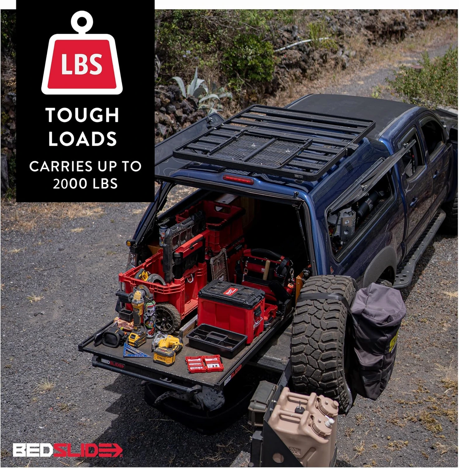 Bedslide 2000 Heavy-Duty 78 x 48 Truck-Bed Organizer: installed-use view