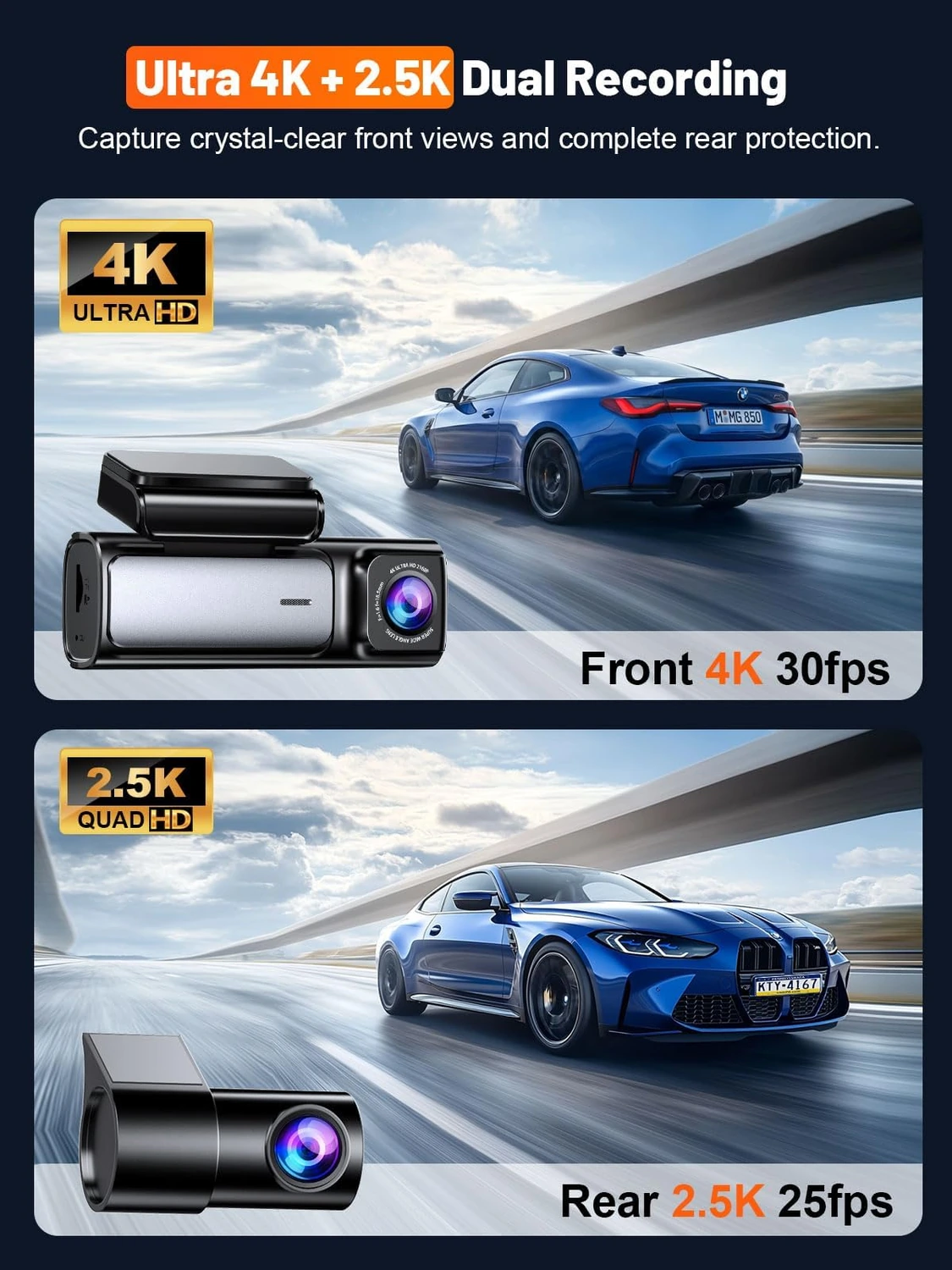 Modern Front and Rear Dash Cam: 4K, GPS and Parking Mode Review: installed-use view