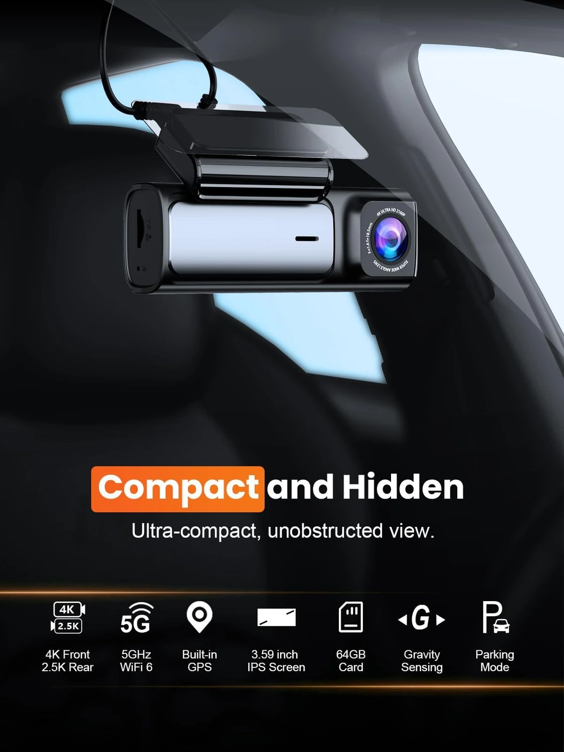 Modern Front and Rear Dash Cam: 4K, GPS and Parking Mode Review: fitment and setup detail