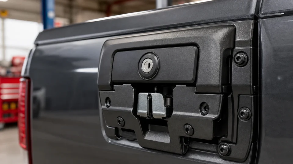 Locking pickup tailgate handle and latch assembly