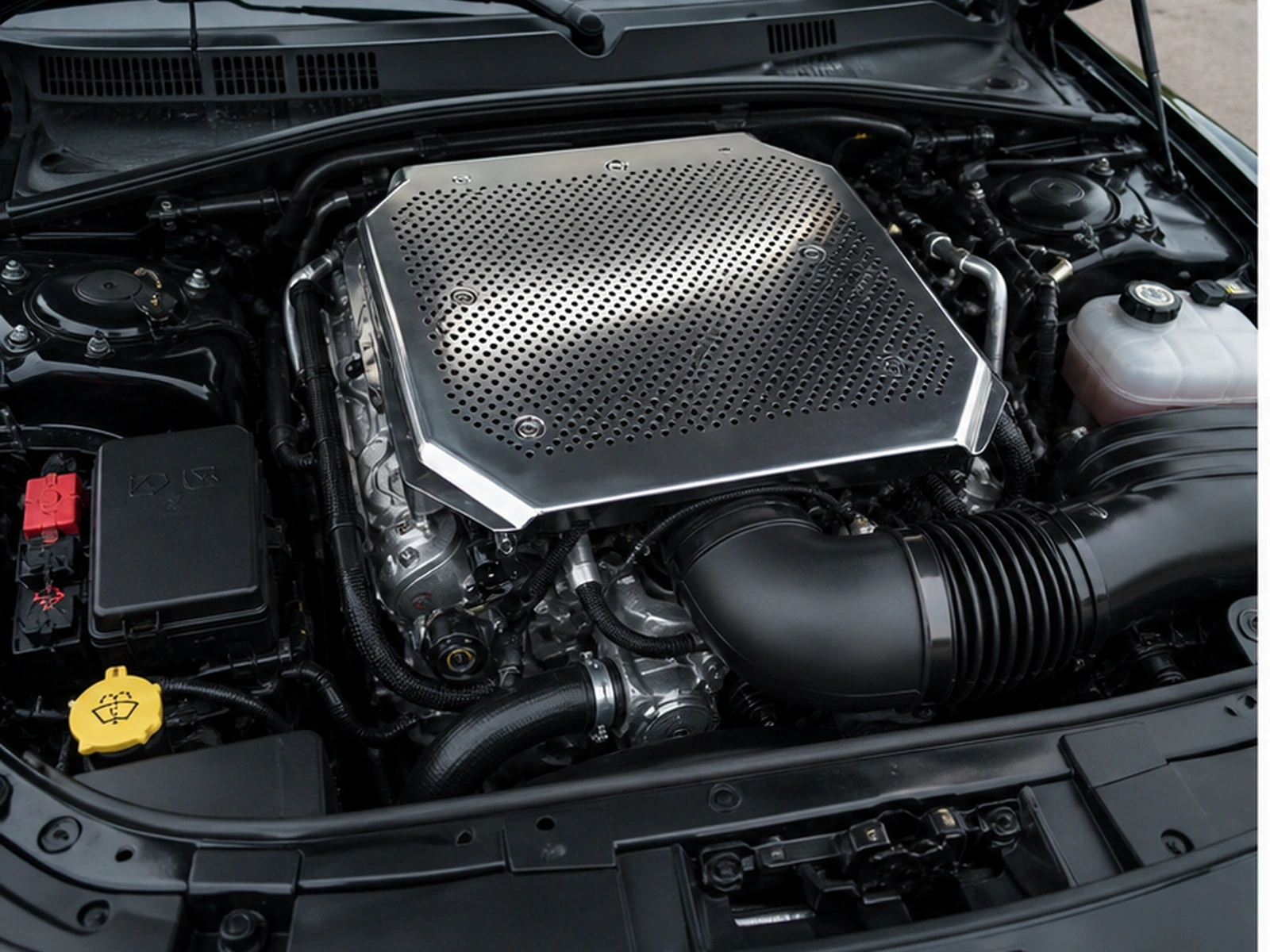 Perforated Plenum Cover for 2015 Challenger SRT 392 6.4L: installed-use view