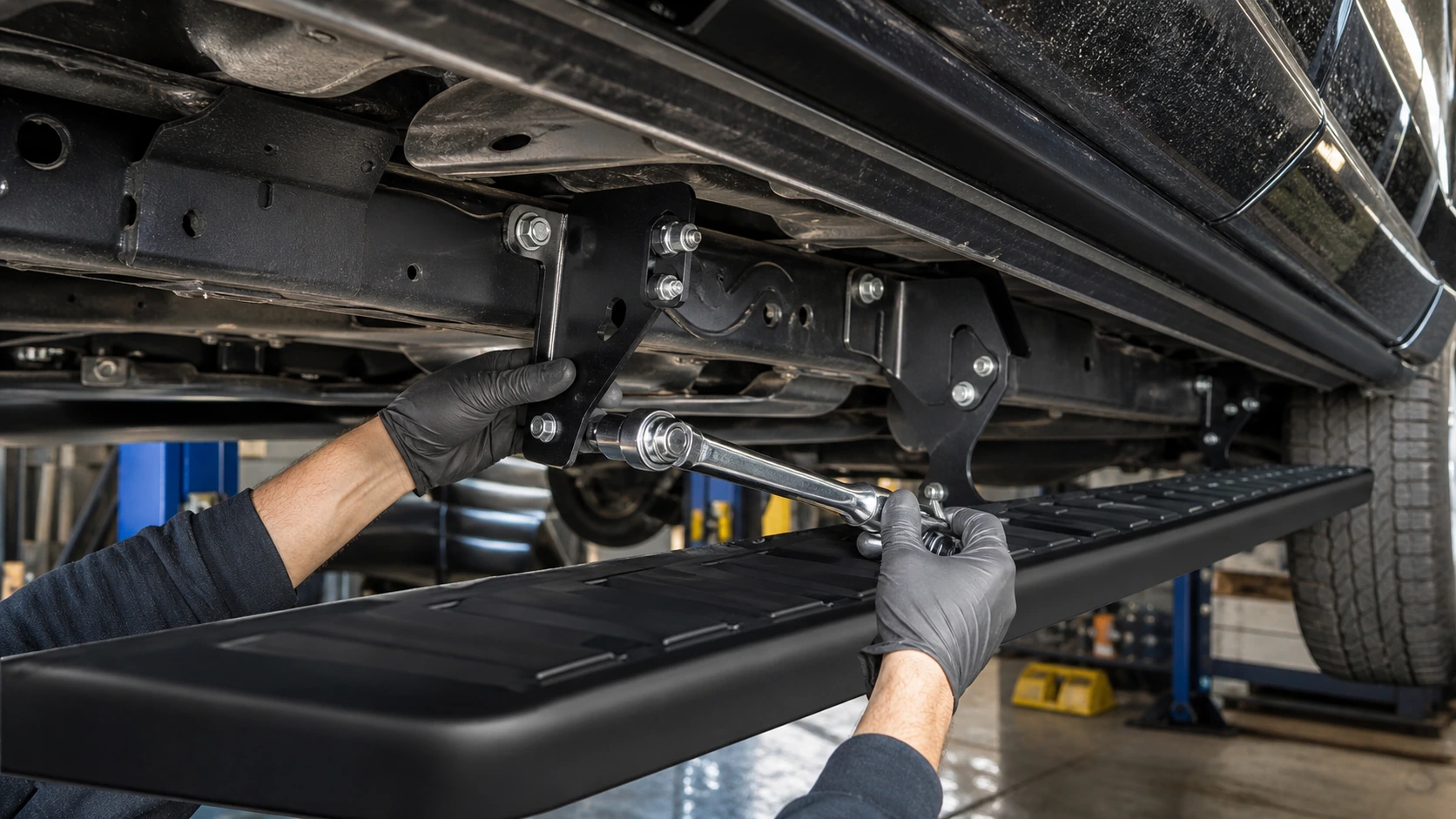 Running board mounting bracket installation